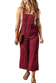Amazon.com: ZhiHiMeRi Women's Red Corduroy Wide Leg Bib